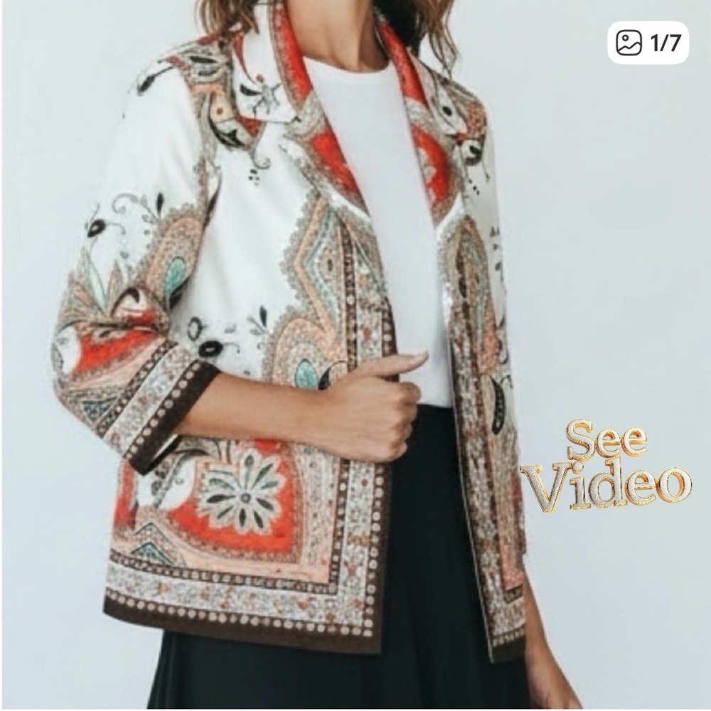 👛 (ANY 2/$45)Vintage ALLISON DALEY Petite Lined Boho Design Open Jacket